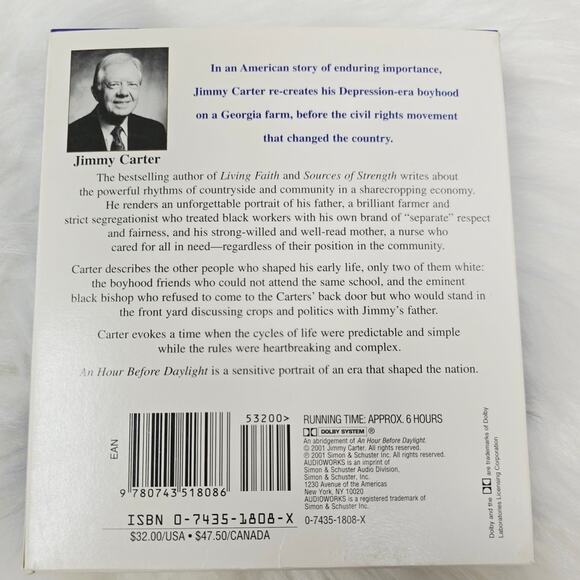 An Hour Before Daylight: Memories of a Rural Boyhood by Carter, Jimmy AUDIO - Picture 2 of 3